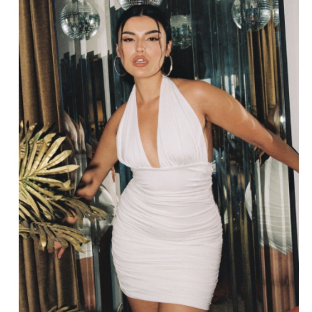 Princess Polly White Halter Mini Dress